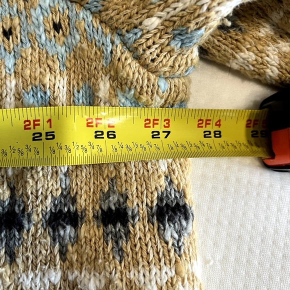 L.L.Bean Women's Cotton Ragg Open Cardigan in a multicolor Fair Isle pattern. XL - Picture 4 of 7